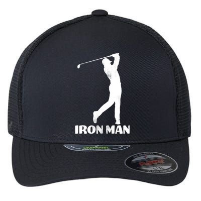 Vintage Iron Man Golf Design Flexfit Unipanel Trucker Cap