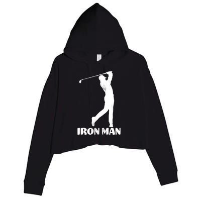 Vintage Iron Man Golf Design Crop Fleece Hoodie