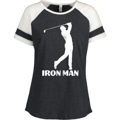 Vintage Iron Man Golf Design Enza Ladies Jersey Colorblock Tee