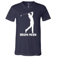 Vintage Iron Man Golf Design V-Neck T-Shirt