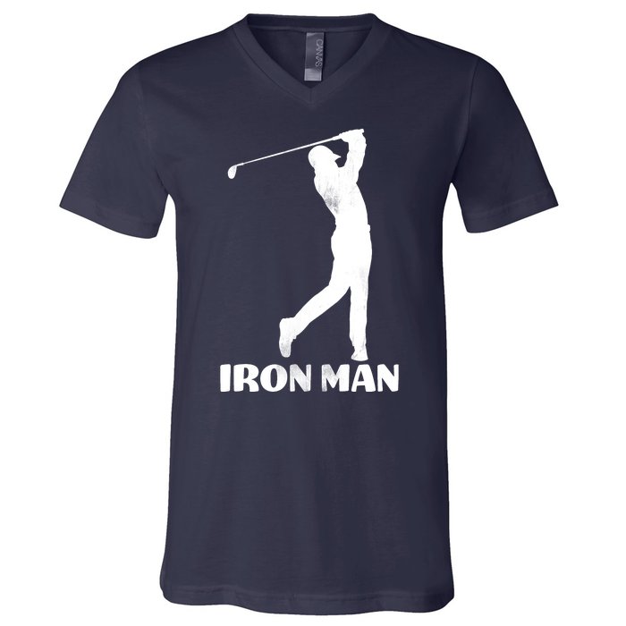 Vintage Iron Man Golf Design V-Neck T-Shirt