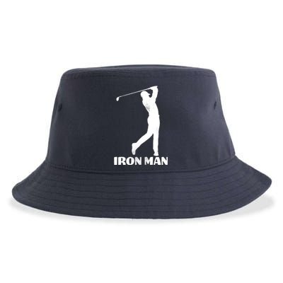 Vintage Iron Man Golf Design Sustainable Bucket Hat