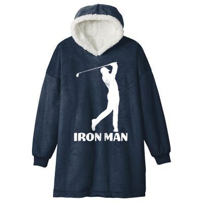 Vintage Iron Man Golf Design Hooded Wearable Blanket