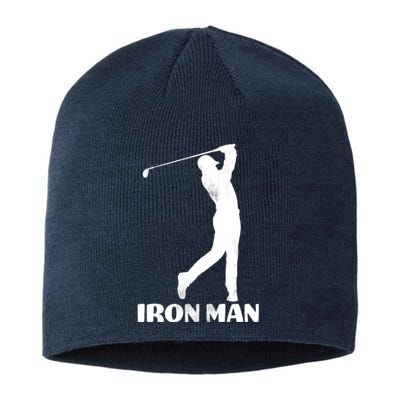 Vintage Iron Man Golf Design Sustainable Beanie