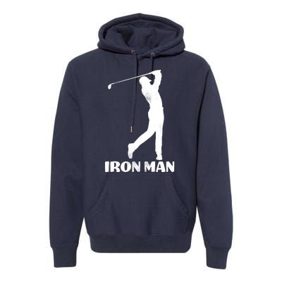 Vintage Iron Man Golf Design Premium Hoodie