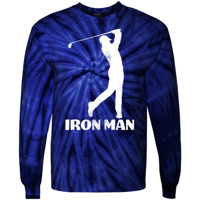 Vintage Iron Man Golf Design Tie-Dye Long Sleeve Shirt