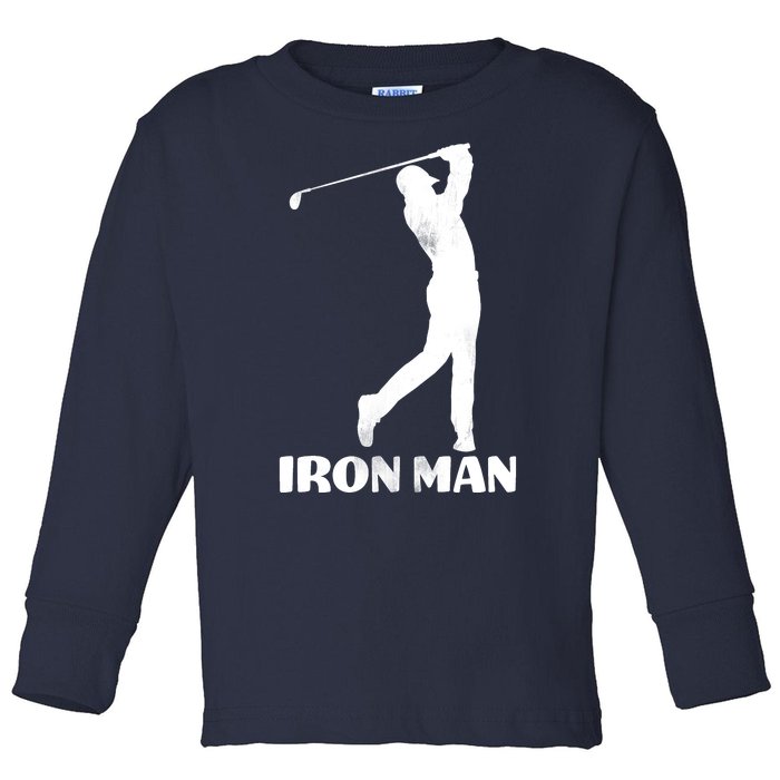 Vintage Iron Man Golf Design Toddler Long Sleeve Shirt