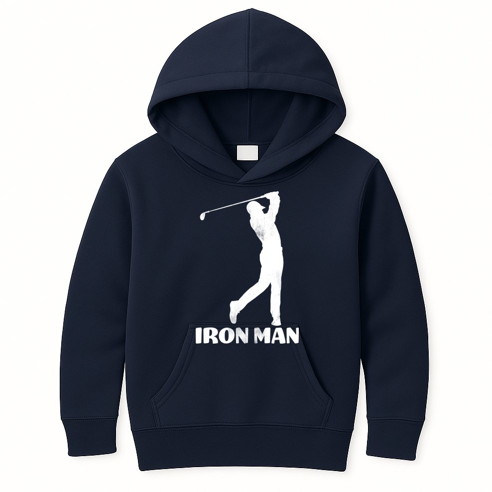 Vintage Iron Man Golf Design Kids Hoodie