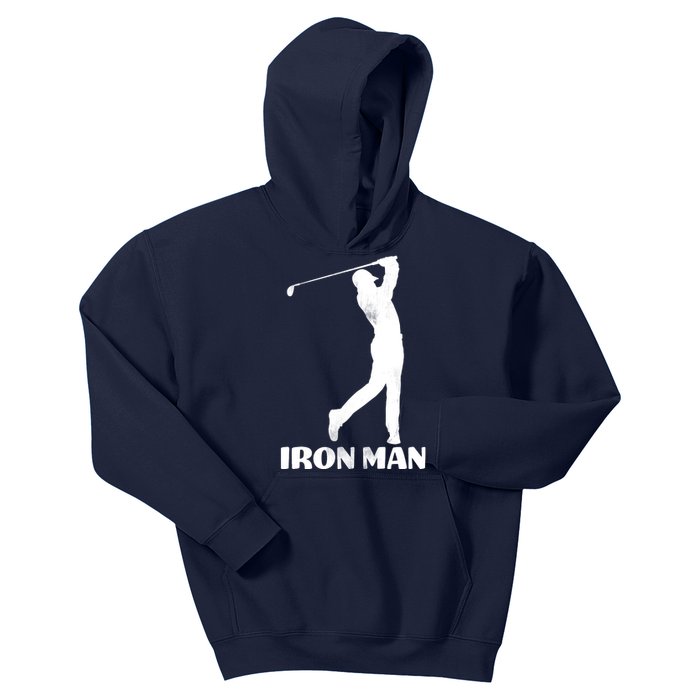 Vintage Iron Man Golf Design Kids Hoodie