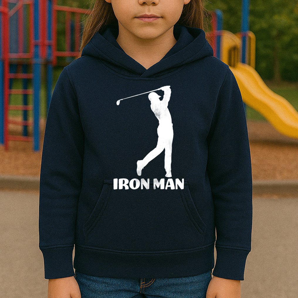 Vintage Iron Man Golf Design Kids Hoodie