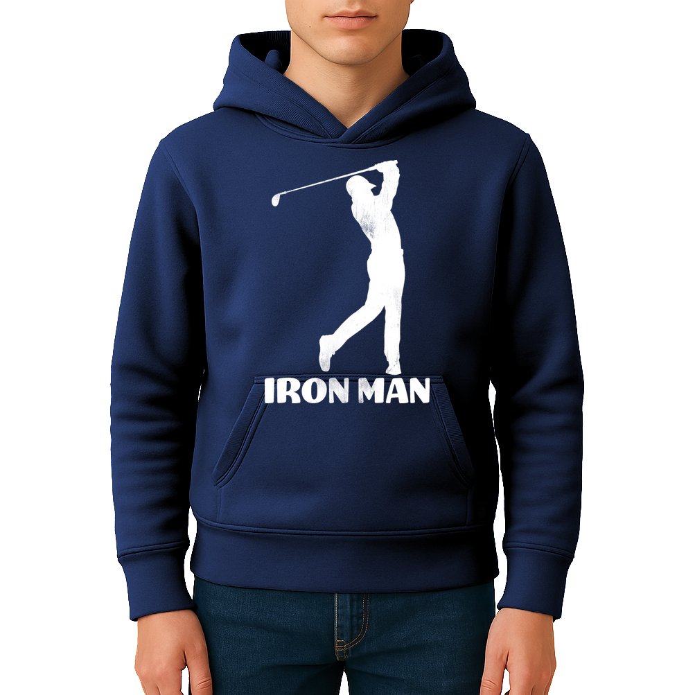 Vintage Iron Man Golf Design Kids Hoodie