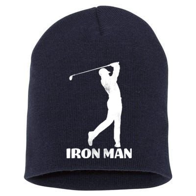 Vintage Iron Man Golf Design Short Acrylic Beanie