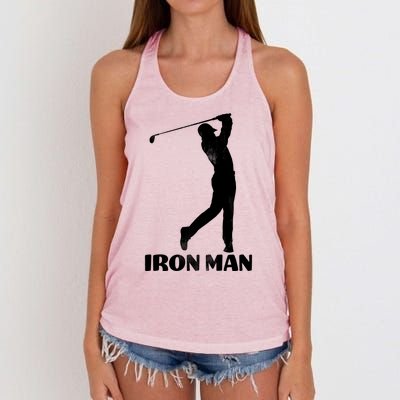 Vintage Iron Man Golf Design Women's Knotted Racerback Tank