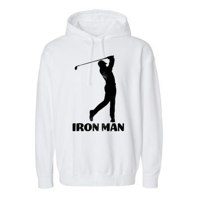 Vintage Iron Man Golf Design Garment-Dyed Fleece Hoodie