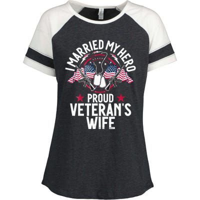 Veteran I Married My Hero Proud Veteran's Wife Memorial Day Enza Ladies Jersey Colorblock Tee