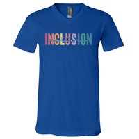 Vintage Inclusion Matters Special Education Neurodiversity Gift V-Neck T-Shirt