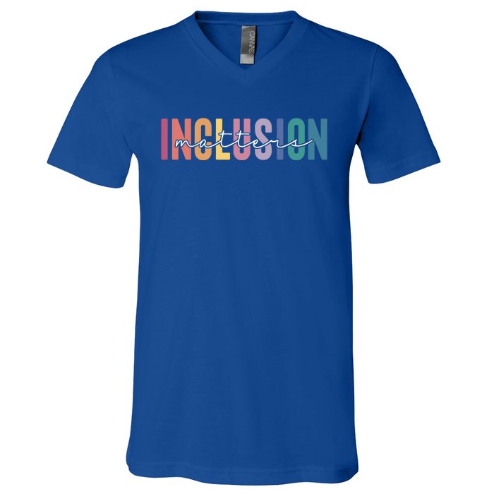 Vintage Inclusion Matters Special Education Neurodiversity Gift V-Neck T-Shirt