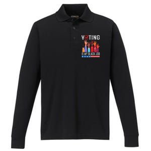 Voting Is My Black Job Flag Performance Long Sleeve Polo