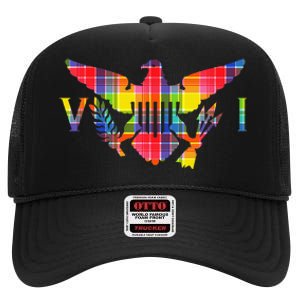 Virgin Islands Madras VI Flag High Crown Mesh Back Trucker Hat