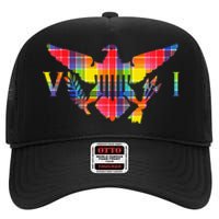 Virgin Islands Madras VI Flag High Crown Mesh Back Trucker Hat