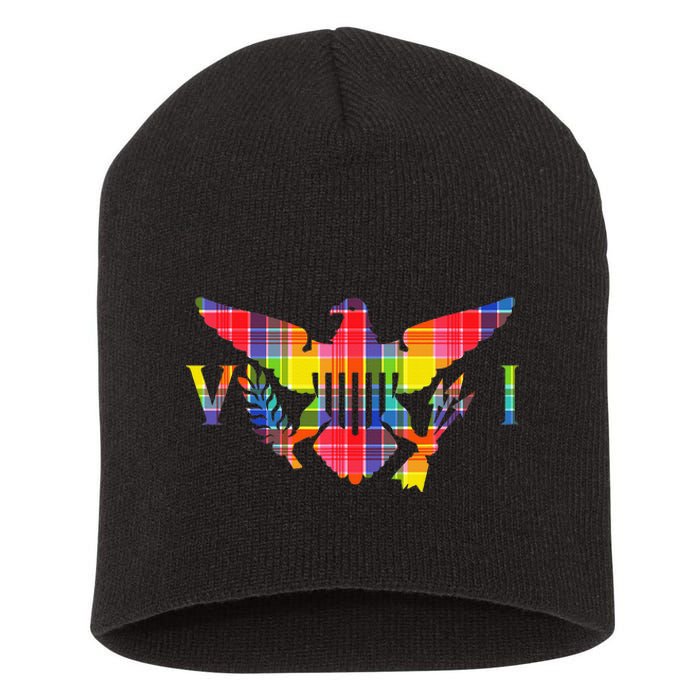 Virgin Islands Madras VI Flag Short Acrylic Beanie