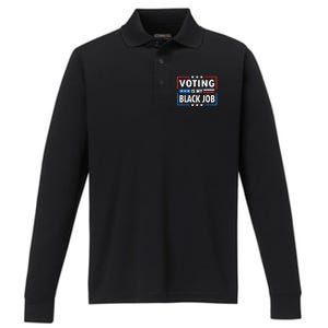 Voting Is My Black Job Funny Election 2024 Performance Long Sleeve Polo