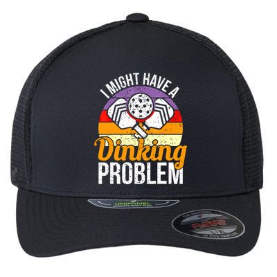 Vintage I Might Have A Drinking Problem Retro Pickleball Saying Gift Flexfit Unipanel Trucker Cap