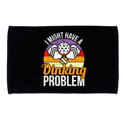 Vintage I Might Have A Drinking Problem Retro Pickleball Saying Gift Microfiber Hand Towel