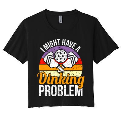 Vintage I Might Have A Drinking Problem Retro Pickleball Saying Gift Crop Top