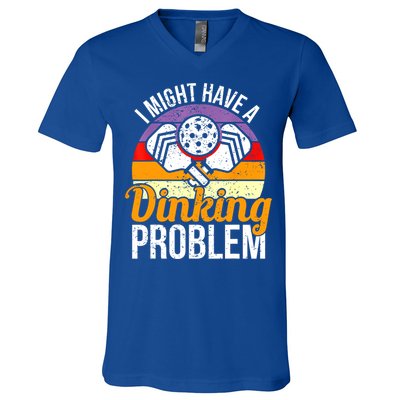 Vintage I Might Have A Drinking Problem Retro Pickleball Saying Gift V-Neck T-Shirt