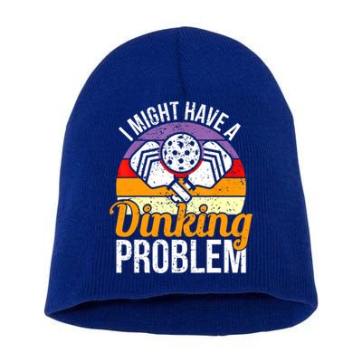 Vintage I Might Have A Drinking Problem Retro Pickleball Saying Gift Short Acrylic Beanie