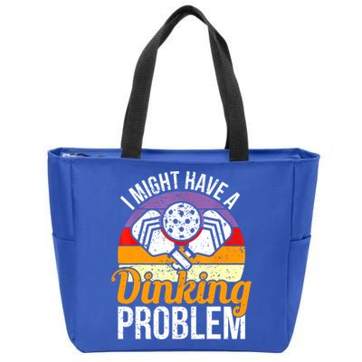 Vintage I Might Have A Drinking Problem Retro Pickleball Saying Gift Zip Tote Bag