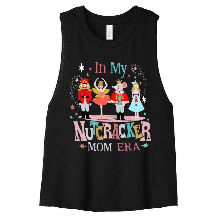 Vintage In My Nutcracker Mom Era Christmas Mom Xmas Women's Racerback Cropped Tank