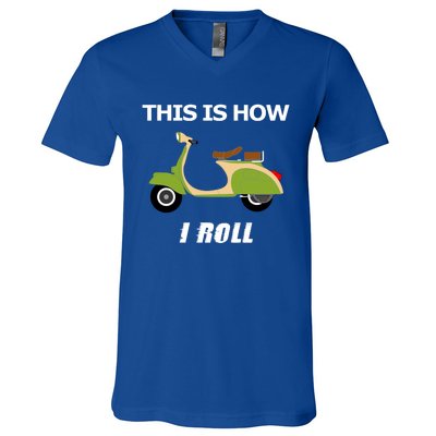 Vintage Italian Moped Gift This Is How I Roll V-Neck T-Shirt