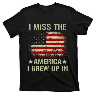 Vintage I Miss The America I Grew Up In American Flag Retro T-Shirt