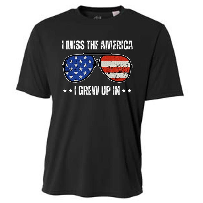 Vintage I Miss The America I Grew Up In Usa Flag Sunglasses Cooling Performance Crew T-Shirt