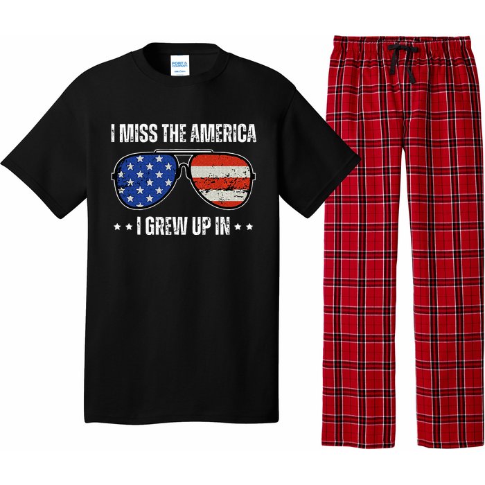 Vintage I Miss The America I Grew Up In Usa Flag Sunglasses Pajama Set