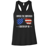 Vintage I Miss The America I Grew Up In Usa Flag Sunglasses Women's Racerback Tank