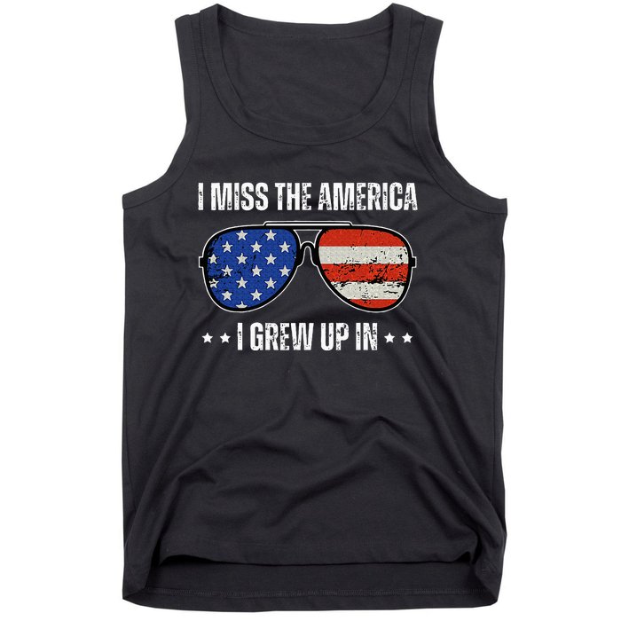 Vintage I Miss The America I Grew Up In Usa Flag Sunglasses Tank Top