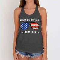 Vintage I Miss The America I Grew Up In Usa Flag Sunglasses Women's Knotted Racerback Tank