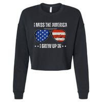 Vintage I Miss The America I Grew Up In Usa Flag Sunglasses Cropped Pullover Crew