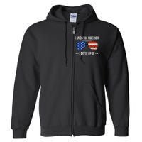 Vintage I Miss The America I Grew Up In Usa Flag Sunglasses Full Zip Hoodie