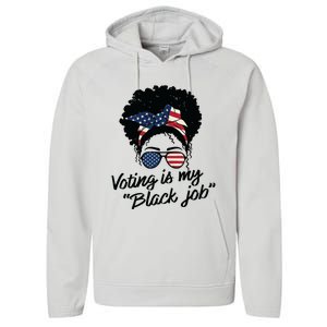 Voting Is My Black Job Women Performance Fleece Hoodie