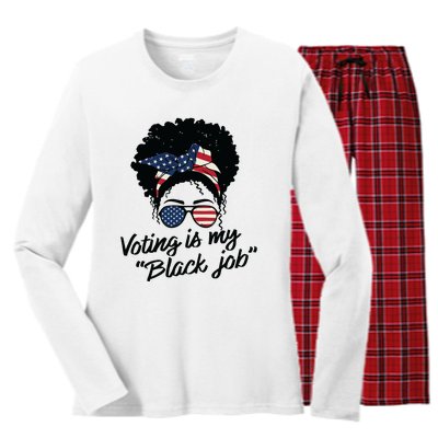 Voting Is My Black Job Women Women's Long Sleeve Flannel Pajama Set 