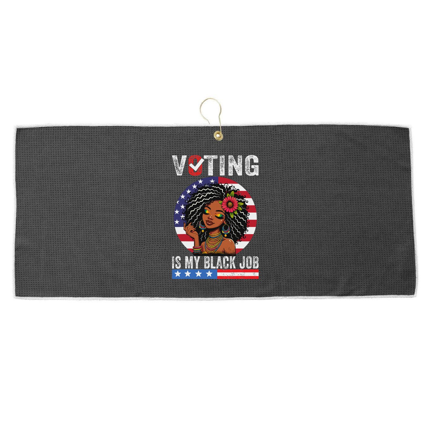 Voting Is My Black Job Large Microfiber Waffle Golf Towel