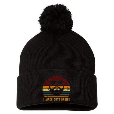 Vintage I Make Cute Babies Funny Confident Dads Pom Pom 12in Knit Beanie