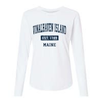 Vinalhaven Island Maine Me Vintage Sports Established Womens Cotton Relaxed Long Sleeve T-Shirt