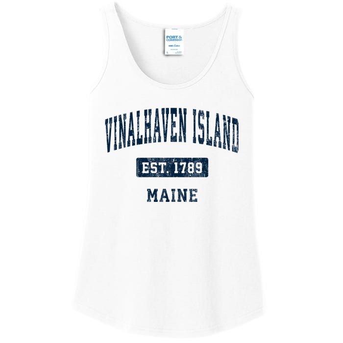 Vinalhaven Island Maine Me Vintage Sports Established Ladies Essential Tank