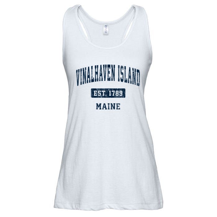 Vinalhaven Island Maine Me Vintage Sports Established Ladies Essential Flowy Tank