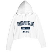 Vinalhaven Island Maine Me Vintage Sports Established Crop Fleece Hoodie